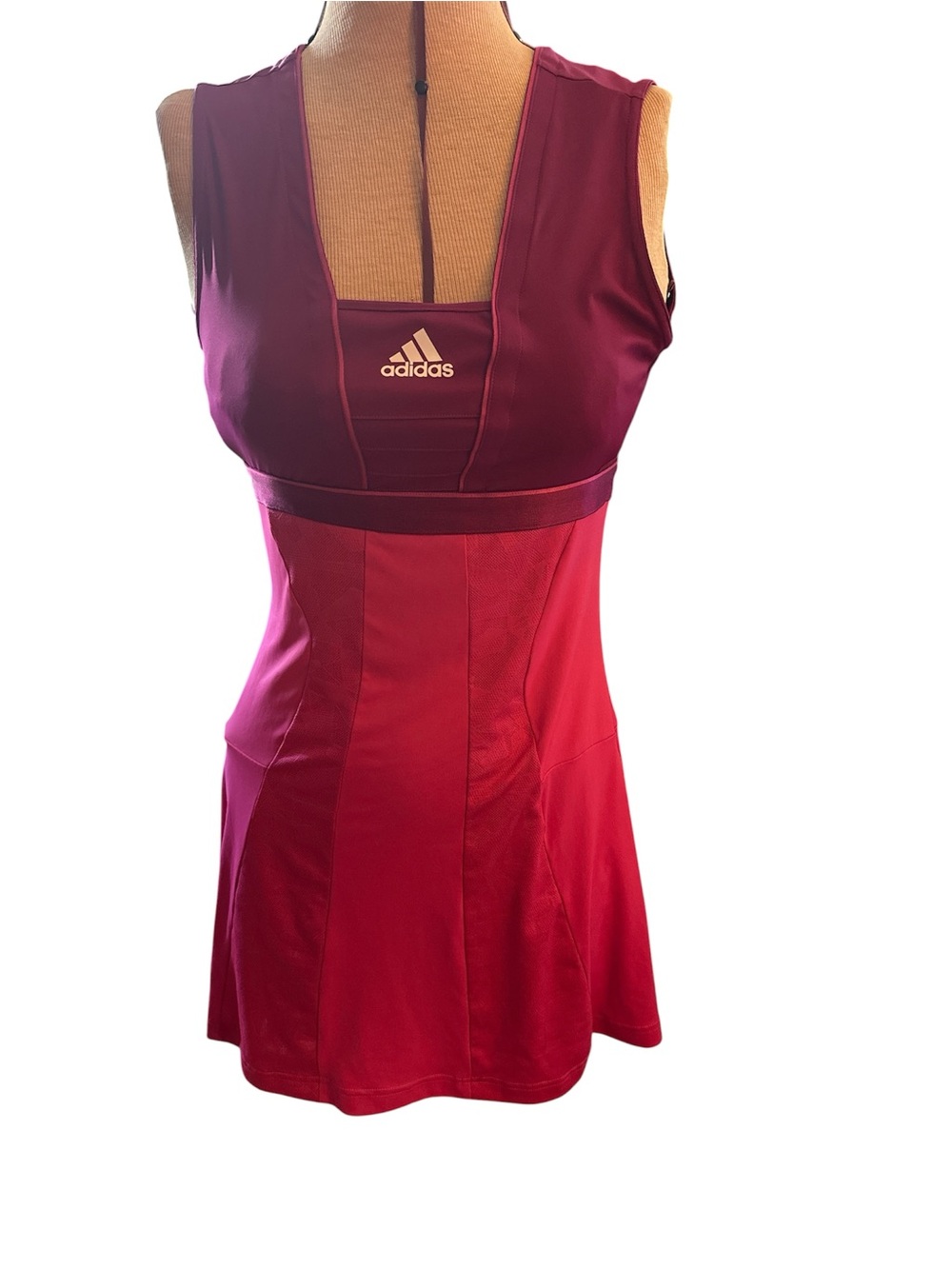 adidas Women's Burgundy and Wine Sleeveless Athletic Tank Dress